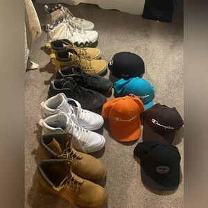 Shoe & Hat Lot Size 11 11.5 Nike Champion Timberland Vans New Era